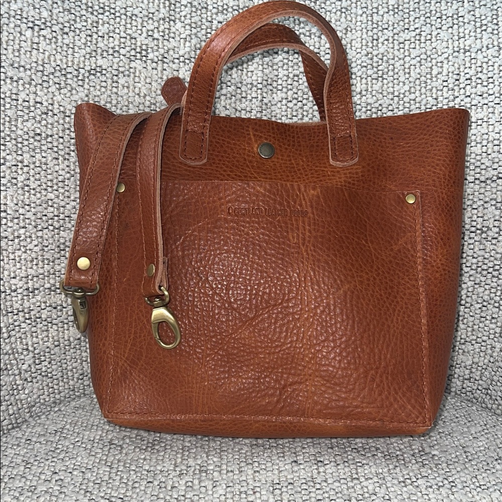 Portland Leather Goods Mini Crossbody Tote Handbag in Sedona Brown - Picture 8 of 8